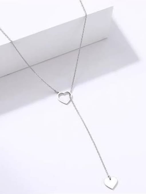 A TEEM Titanium Steel Heart Minimalist Lariat Necklace 4