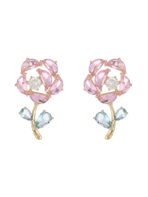 Luxu Brass Cubic Zirconia Flower Luxury Earring 0