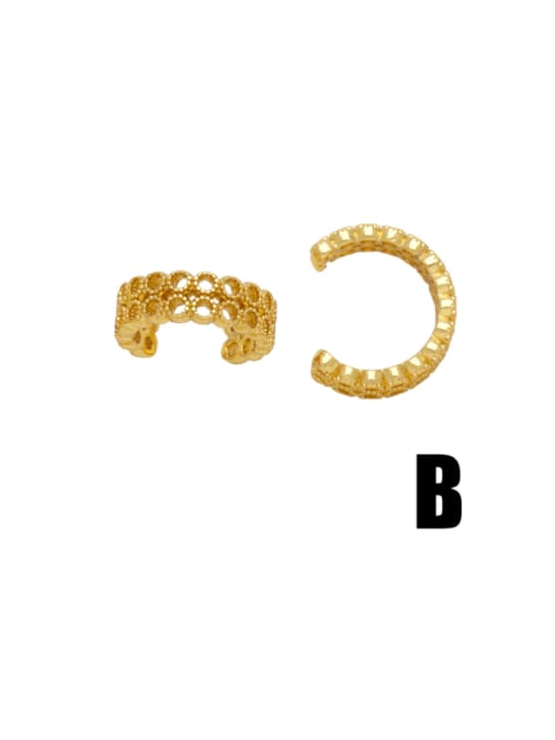 B Brass Cubic Zirconia Round Hip Hop Clip Earring