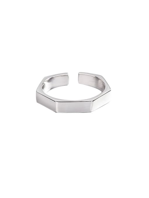 HAHN 925 Sterling Silver Smooth Geometric Minimalist Midi Ring 0
