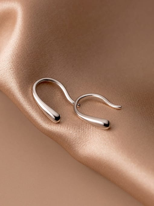 Rosh 925 Sterling Silver Irregular Minimalist Hook Earring 2