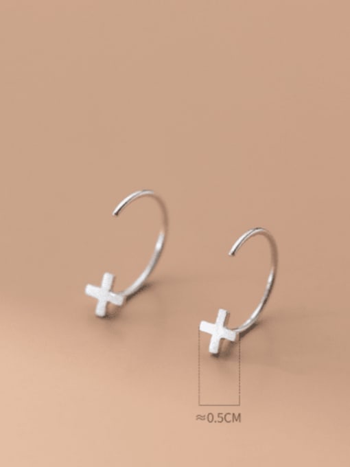 Rosh 925 Sterling Silver Cross Minimalist Hook Earring 3