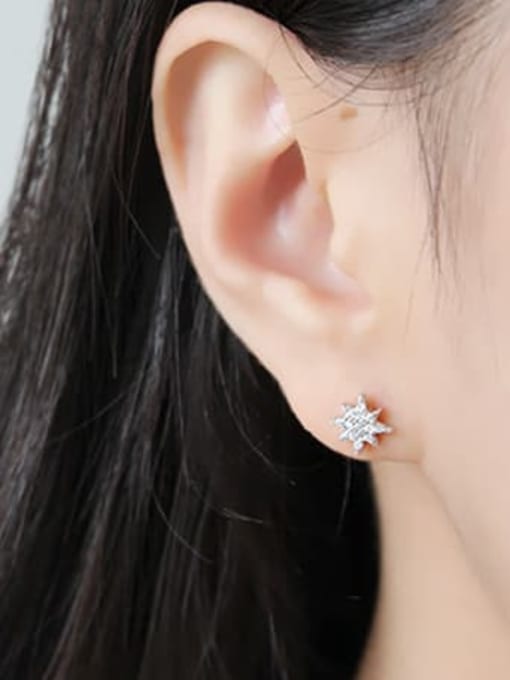 DAKA 925 Sterling Silver Cubic Zirconia White Star Minimalist Stud Earring 1