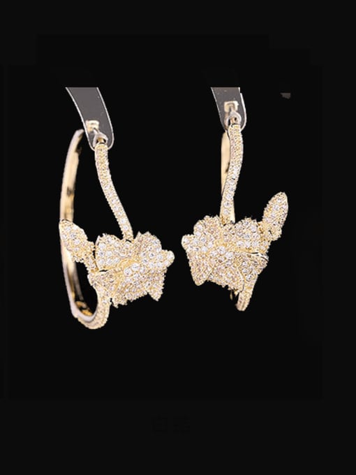 All white zirconium Brass Cubic Zirconia Flower Luxury Cluster Earring
