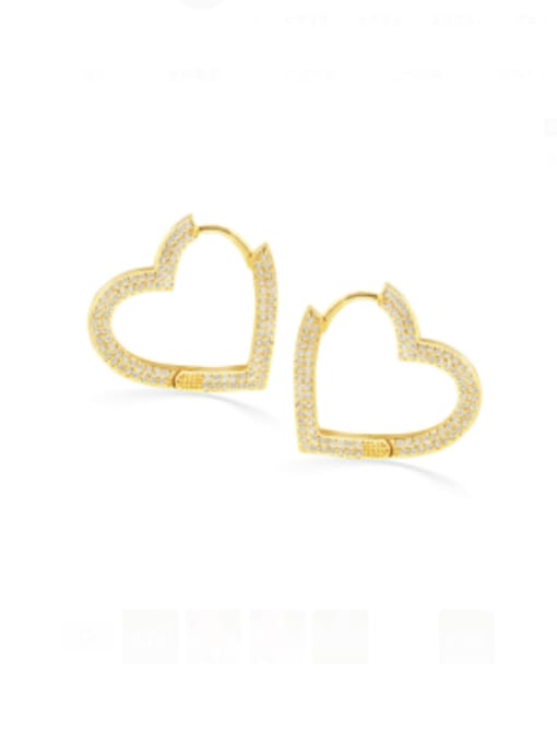 L.WIN Brass Cubic Zirconia Heart Luxury Huggie Earring 2