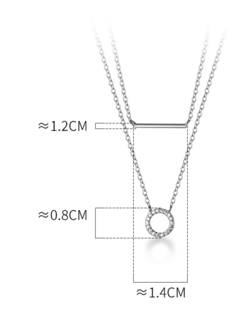 Rosh 925 Sterling Silver Cubic Zirconia Round Minimalist Multi Strand Necklace 3