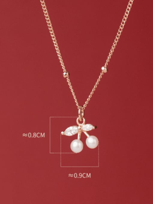 Rosh 925 Sterling Silver Imitation Pearl Friut Cute Necklace 2