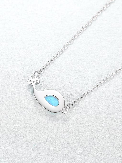 CCUI 925 Sterling Silver Opal Fish Minimalist Necklace 3