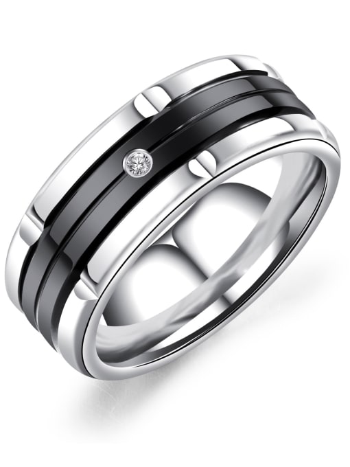 black Stainless Steel Band Ring