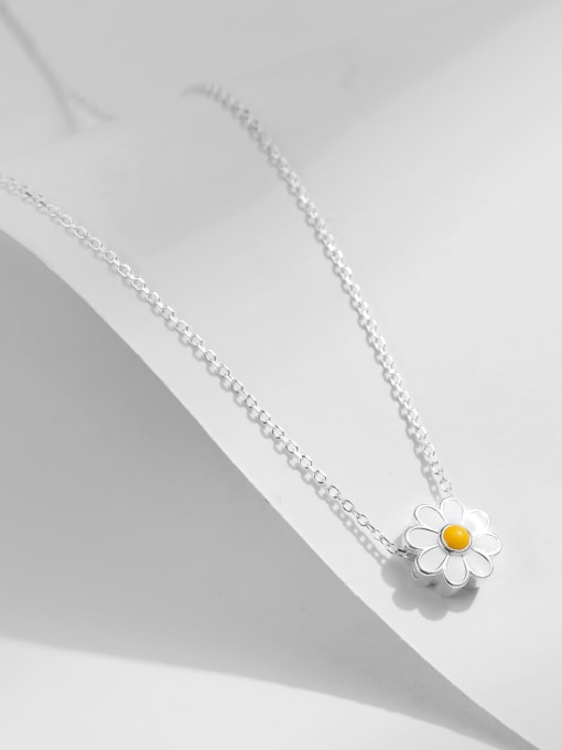 MODN 925 Sterling Silver Enamel Flower Minimalist Necklace 3