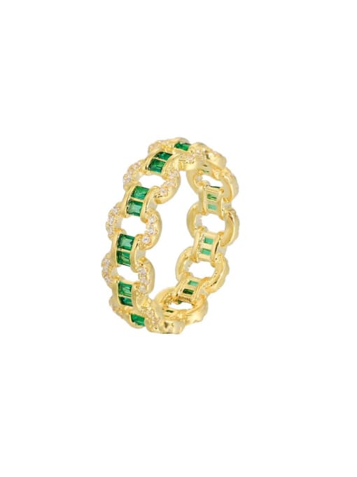 L.WIN Brass Cubic Zirconia Geometric Luxury Band Ring