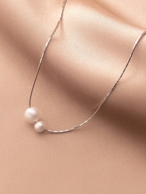 Rosh 925 Sterling Silver Imitation Pearl Minimalist Necklace 0