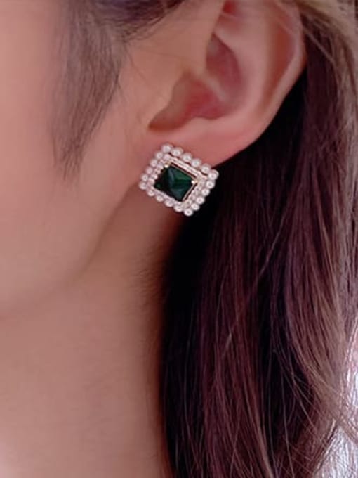 Luxu Brass Imitation Pearl Square Minimalist Stud Earring 1