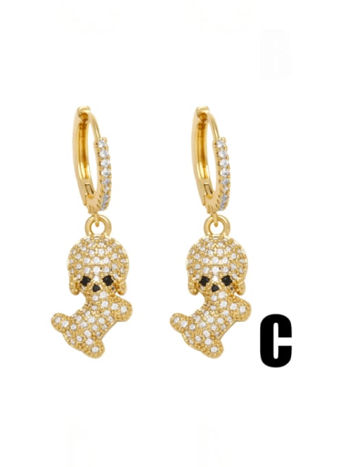 C Brass Imitation Pearl Bowknot Minimalist Huggie Earring