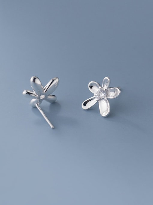 Rosh 925 Sterling Silver Rhinestone Flower Minimalist Stud Earring 3