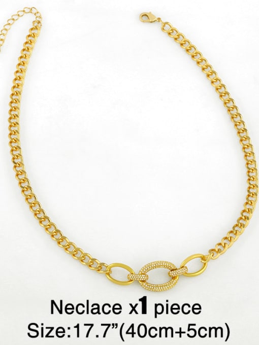 CC Brass Cubic Zirconia Hollow Geometric chain Vintage Necklace 1