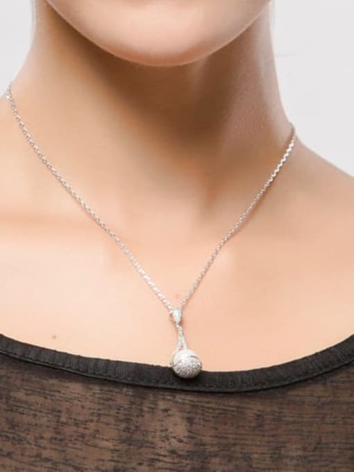 BLING SU Copper Imitation Pearl Geometric Minimalist Necklace 1