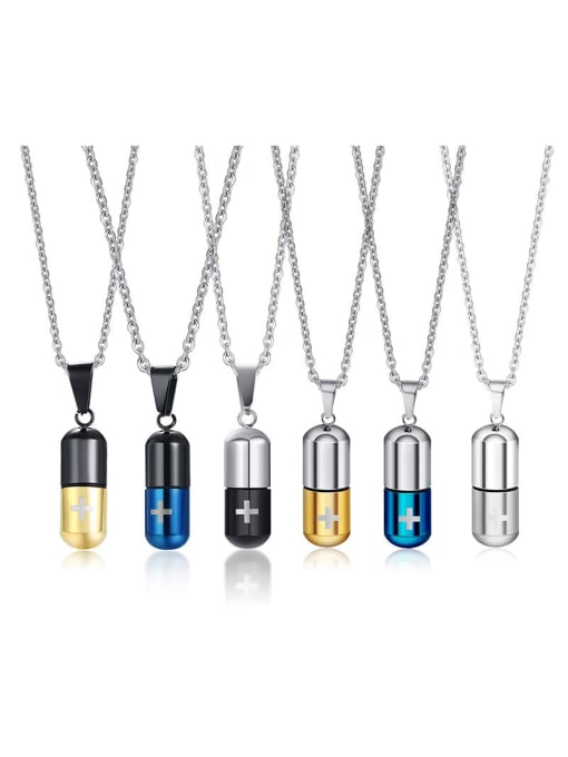 CONG Titanium Steel Pill Perfume Bottle Pendant Pendant Necklace For Men 0