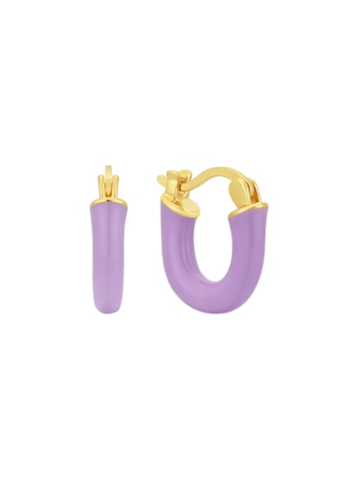 Gold Sweet Cool Oil Dropping Earrings Brass Enamel Geometric Minimalist Huggie Earring