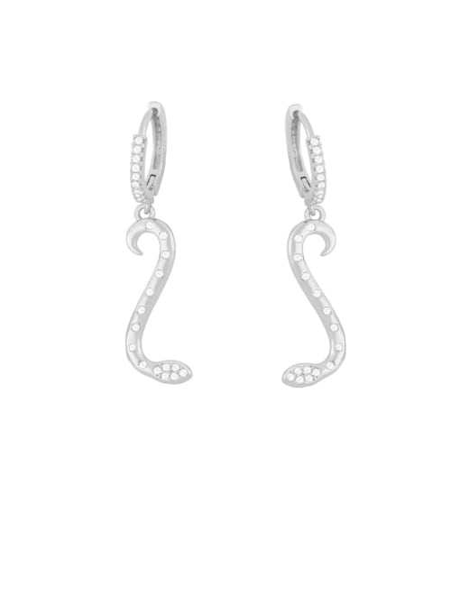 platinum Brass Cubic Zirconia Snake Minimalist Drop Earring
