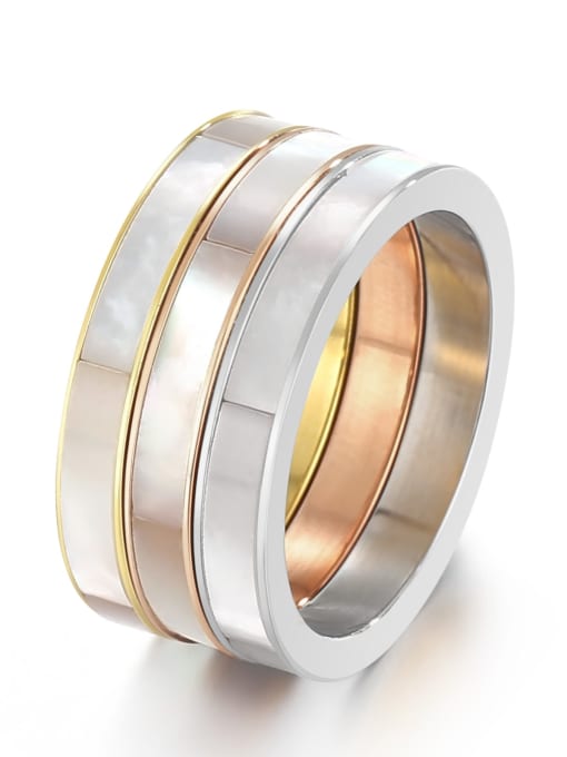 KR105208 K Titanium Steel Shell Geometric Minimalist Band Ring
