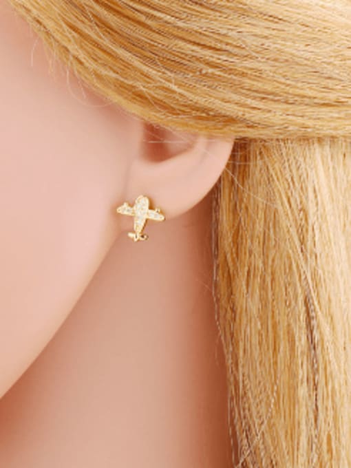 CC Brass Cubic Zirconia Crown Cute Stud Earring 1