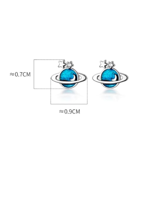 Rosh 925 Sterling silverblue cosmos planet minimalist study Earring 2