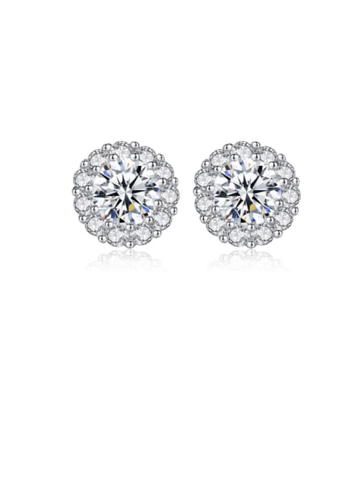 Platinum 17I04 925 Sterling Silver Cubic Zirconia White Round Trend Stud Earring