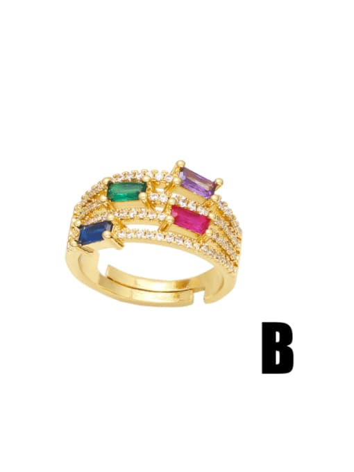 CC Brass Cubic Zirconia Rainbow Minimalist Butterfly Stackable Ring 3