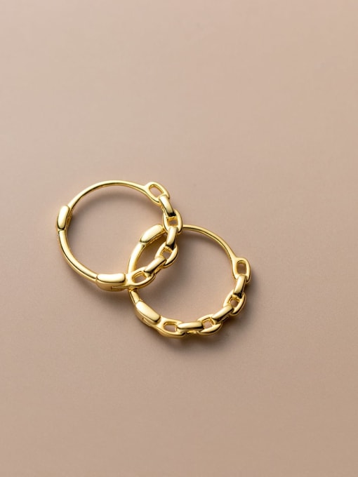 Large Gold 1.8cm 925 Sterling Silver Geometric Minimalist Hoop Earring