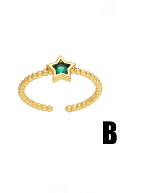 B Brass Cubic Zirconia Geometric Minimalist Band Ring