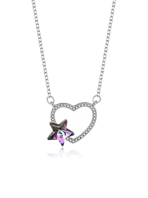 JYXZ 058 (gradual purple) 925 Sterling Silver Austrian Crystal Heart Classic Necklace