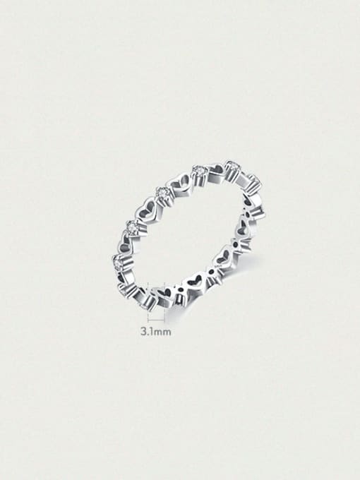 MODN 925 Sterling Silver Cubic Zirconia Heart Minimalist Band Ring 2