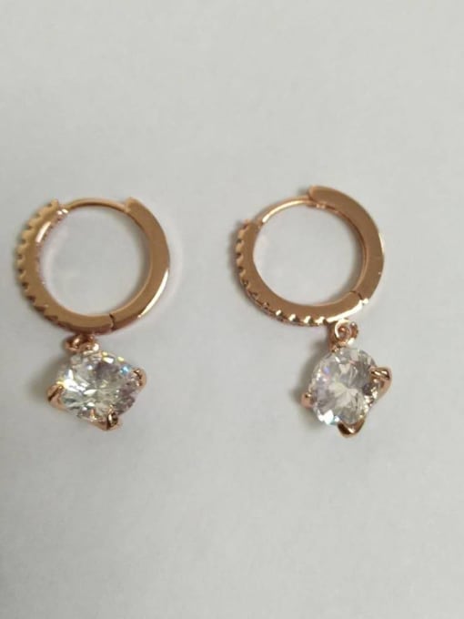 White zirconium plated rose gold Copper Cubic Zirconia Square Minimalist Stud Earring