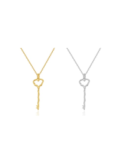 Boomer Cat 925 Sterling Silver With Gold Plated Simplistic Key Pendant  Necklaces