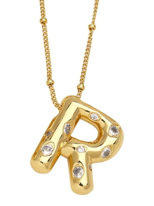 R Brass Letter Minimalist Necklace