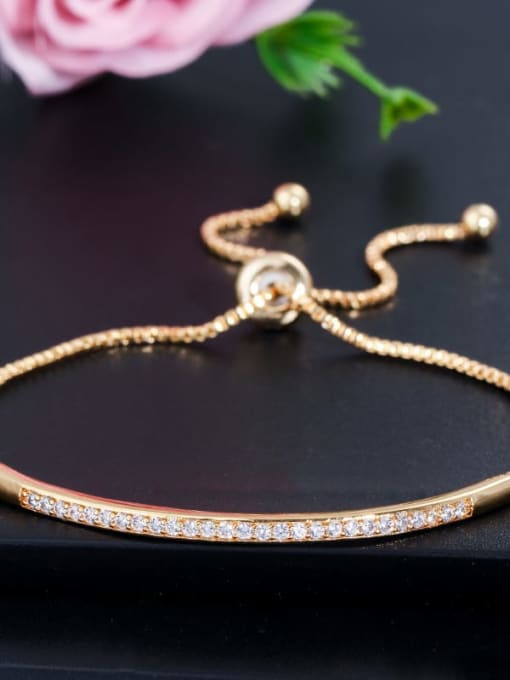gold Copper Cubic Zirconia Geometric Dainty Adjustable Bracelet