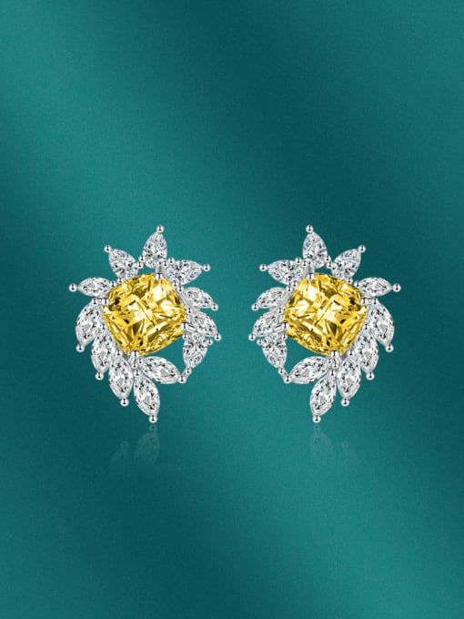 X&S Brass Cubic Zirconia Flower Luxury Cluster Earring 3