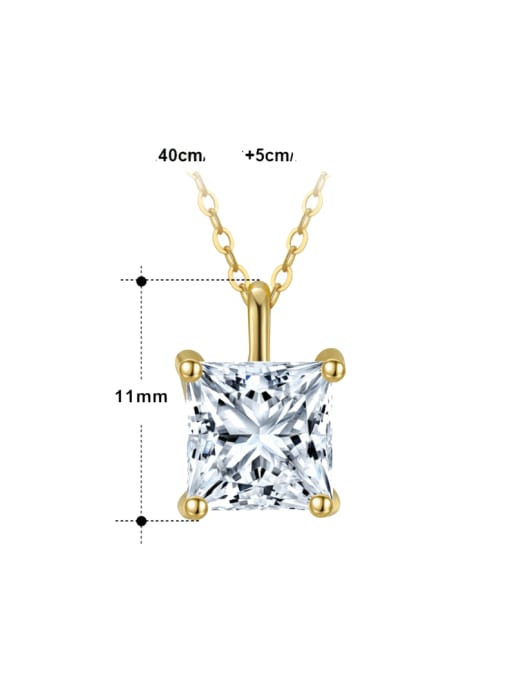 RINNTIN 925 Sterling Silver Cubic Zirconia Square Minimalist Necklace 3