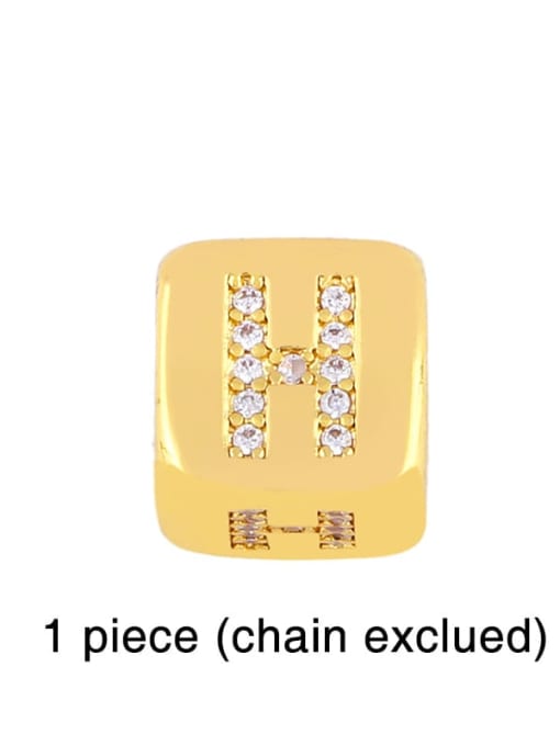 H Brass Cubic Zirconia square Letter Minimalist Adjustable Bracelet