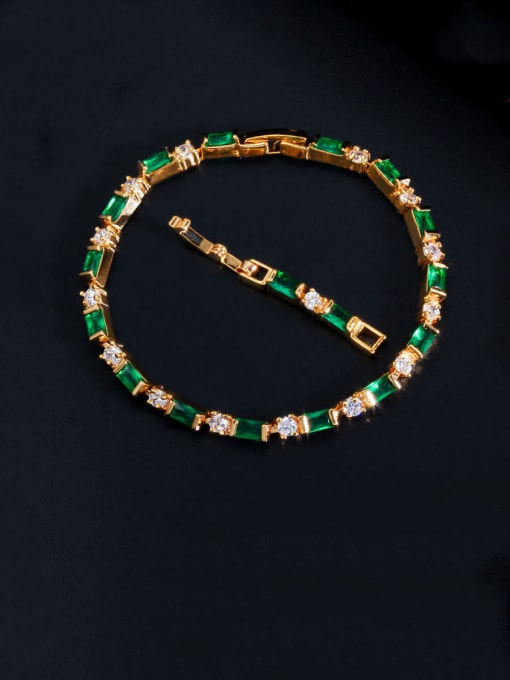 green Copper With Gold Plated Fashion Geometric Bracelets