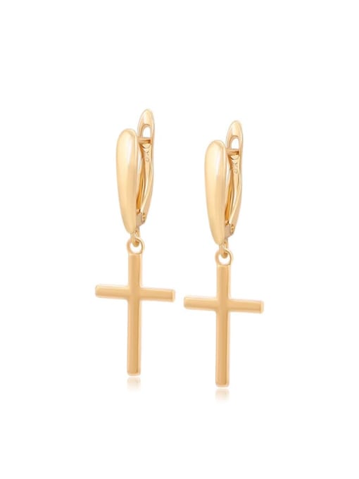 18K gold Alloy Cross Minimalist Drop Earring