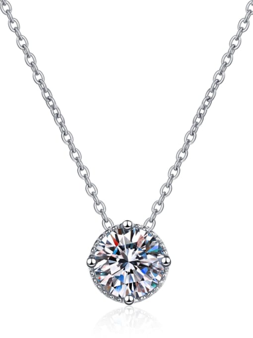 MOISS Sterling Silver Moissanite Round Dainty Necklace 3