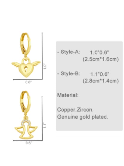 CC Brass Rhinestone Wing Cute Angel Huggie Earring 3