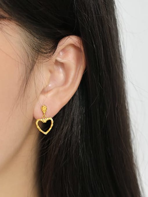 DAKA 925 Sterling Silver Hollow Heart Minimalist Drop Earring 2
