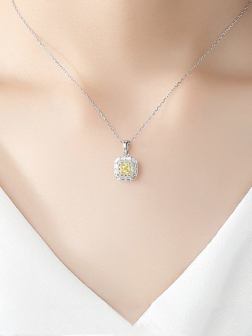 CCUI 925 Sterling Silver Luxury  square  Cubic Zirconia  pendant  Necklace 1