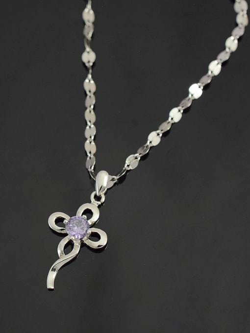 A TEEM 925 Sterling Silver Rhinestone Flower Minimalist Necklace 2