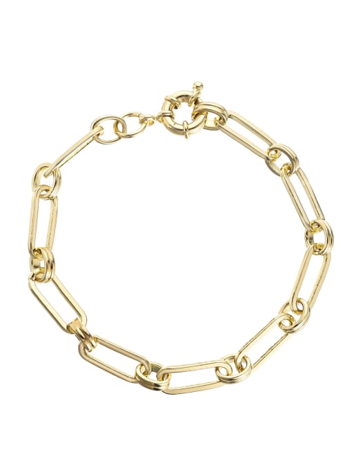 Rectangular Bracelet Brass Hollow chain Hip Hop Geometric  Braclete and Necklace Set