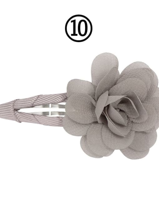 10 light grey Alloy Yarn Minimalist Flower  Multi Color Hair Barrette