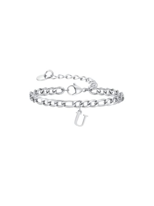 U Stainless steel Letter Hip Hop Link Bracelet